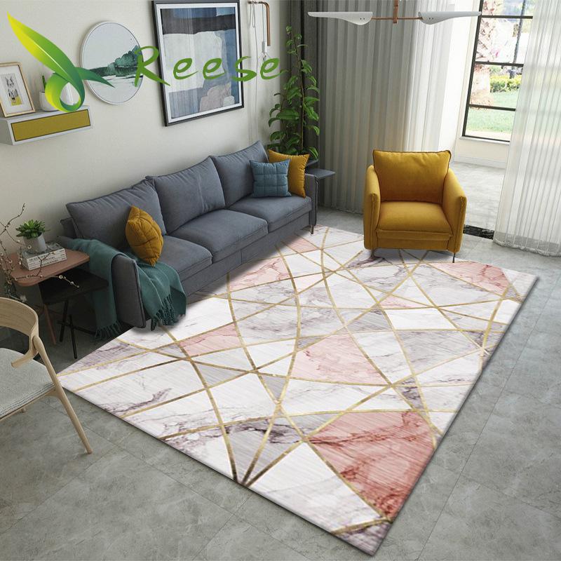 Pink Geometric Print Rug