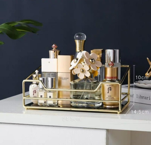 Stackable Glass Cosmetic Organizer Storage Rack