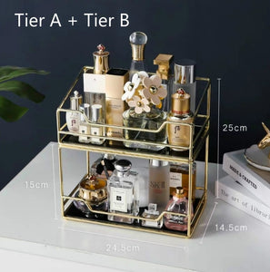 Stackable Glass Cosmetic Organizer Storage Rack