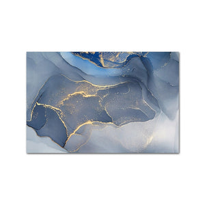 Dreamscape: Blue Wall Art with Gold Accent