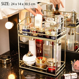 Stackable Glass Cosmetic Organizer Storage Rack