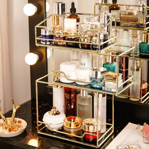 Stackable Glass Cosmetic Organizer Storage Rack