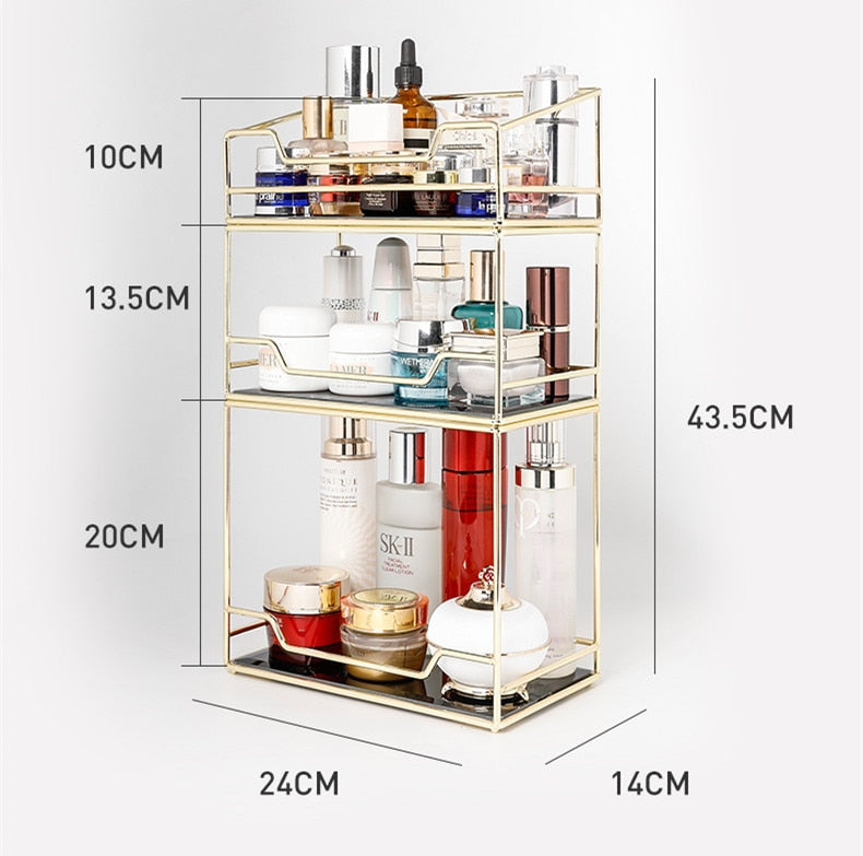 Stackable Glass Cosmetic Organizer Storage Rack