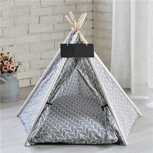 Chevron Print Pet Teepee Tent with Cushion