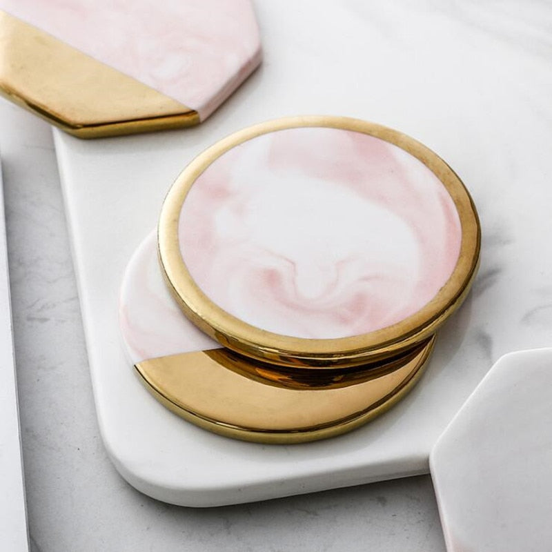 Geometric Marble Print Coaster