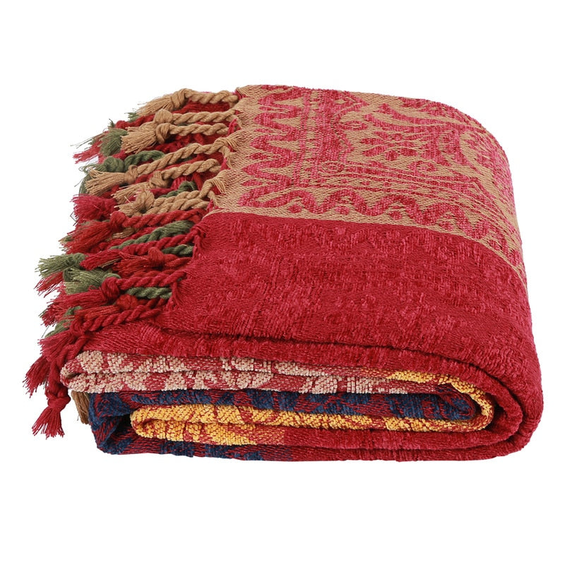 Retro Chic Chenille Throw Blanket