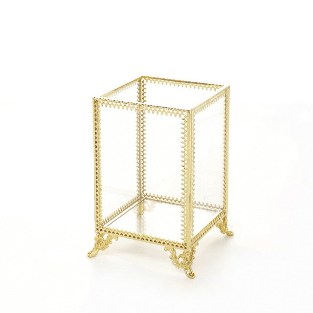 Gold Organizer Box with Glass Display