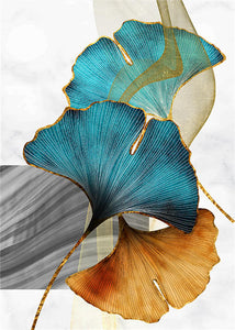 Teal & Gold Gingko Wall Art