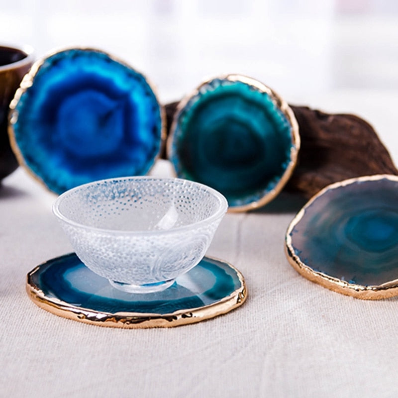 Blue Agate Slice Teacup Coaster