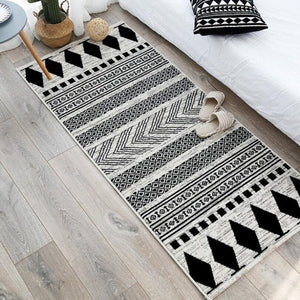 Black Print Moroccan Area Rug