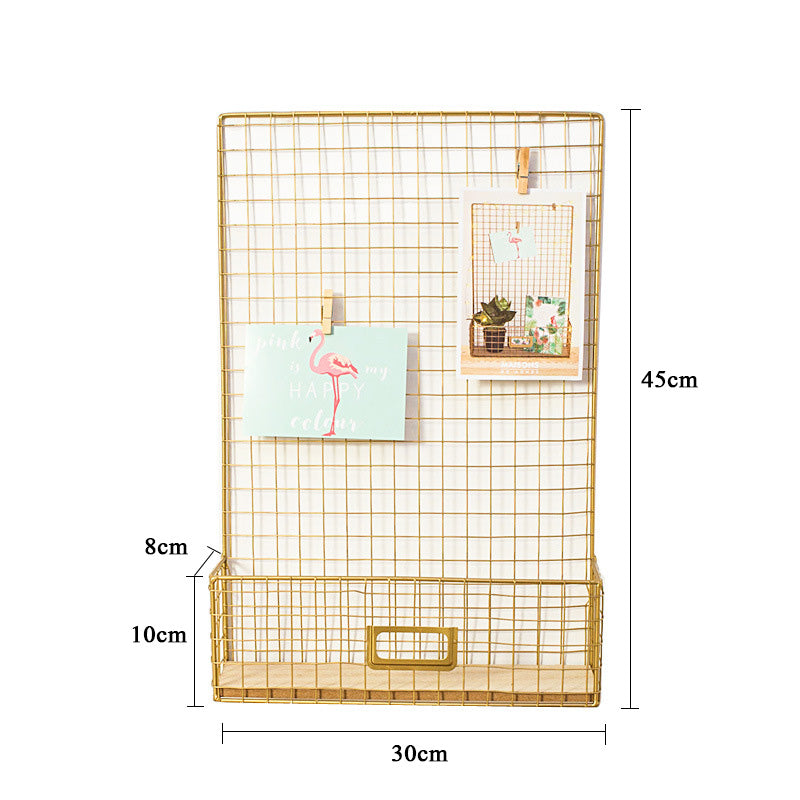 Gold Iron Mesh Storage Rack