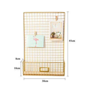 Gold Iron Mesh Storage Rack