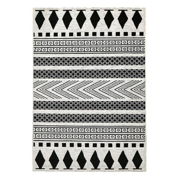 Black Print Moroccan Area Rug